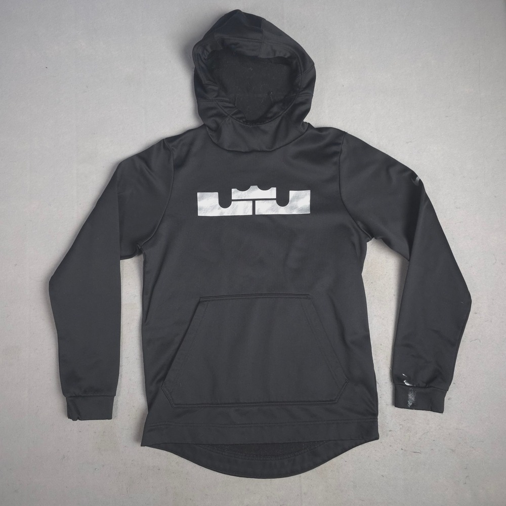 Nike LeBron James Dri Fit Hoodie‎ Black Silver Logo Men's Size S